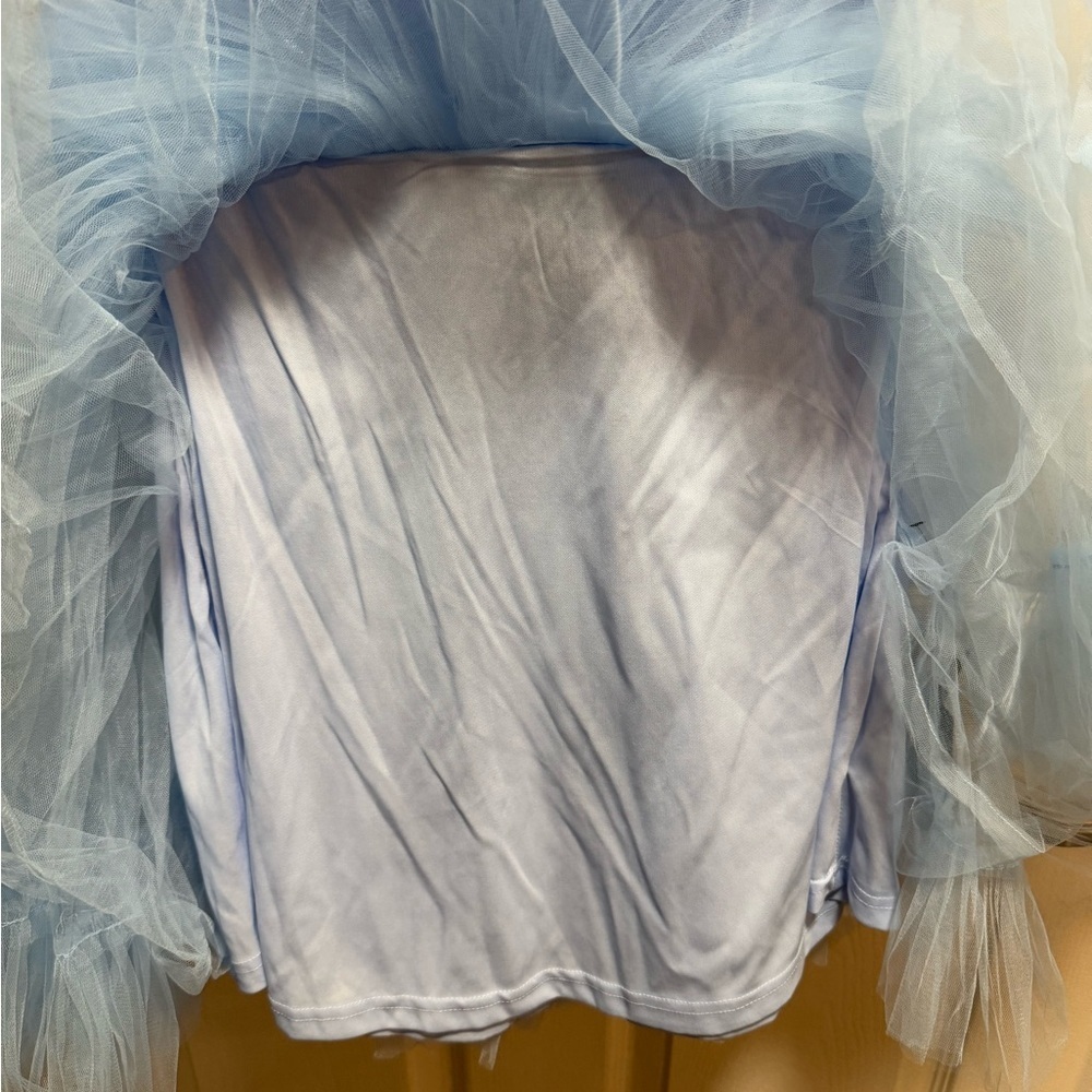 Lulus Lovely Flirtation Light Blue Tulle Strapless Bustier Mini Dress size L - Picture 8 of 11